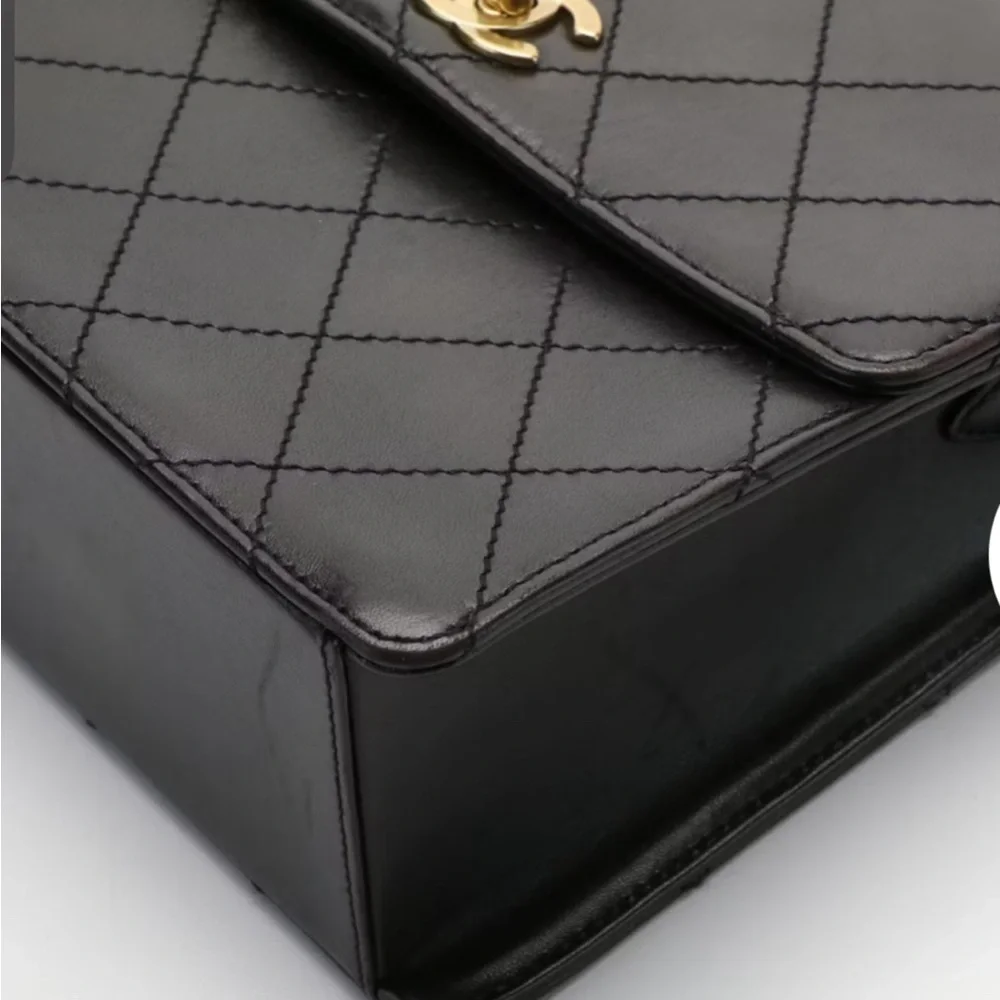 Chanel classic flap square vintage bag with cards and dust bag